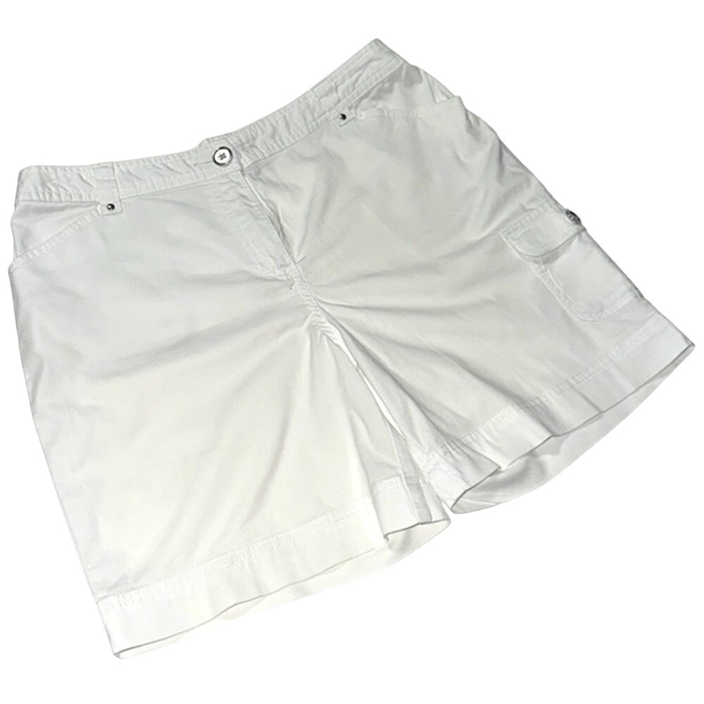 Karen Scott Petites Cargo Shorts Stretch Cotton White Womens 8P